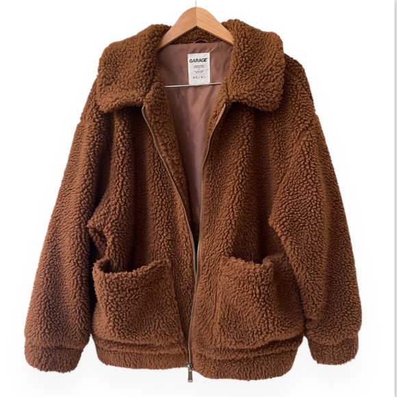 Garage Teddy Jacket | Women’s Size M-L Medium Large | Color: Brown | $20 - Picture 2 of 6